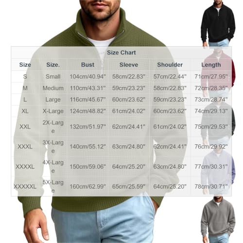 TERGHTP Mens Quarter Zip Pullover Waffle Knit Mock Neck Casual Sweatshirts - image 4