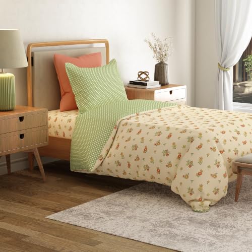 Image of Mytrident Bedsheet for Single Bed Cotton | 60 inch x 90 inch | Little Bloom Yellow | 120 TC Single Bedsheet with Pillow Cover| Soft and Breathable | Everyday Collection