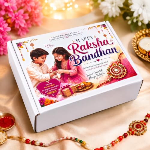 Image of Personalized Raksha Bandhan Gift Hamper for Sister with Name, 10 Items | Rakhi Gift Set with 5 Anti-Tarnish Jewellery Pieces, Hair Accessories, Lip Gloss and Keychain