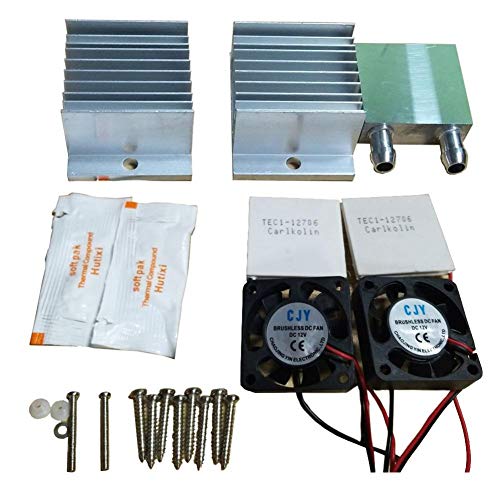 G-wukeer Refrigerador termoeléctrico Peltier de Doble núcleo, Kit de Bricolaje Refrigeración Sistema de enfriamiento Módulo de conducción del disipador de Calor + 2 Ventiladores + 2 TEC1-12706