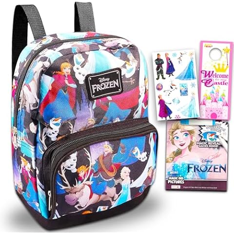 Fast Forward New York Disney Frozen Preschool Backpack for Kids, Toddlers ~ 6 Pc School Supplies Bundle with Canvas 10 inch Mini Girls, Stickers, Coloring Books, and More Cover