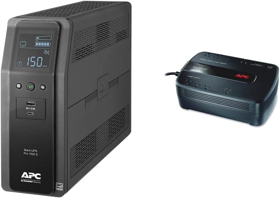 APC UPS 1500VA Sine Wave UPS Battery Backup & UPS Battery Backup Surge Protector, BE650G1 Surge Protector with Battery Backup, Dataline Protection, Backup Battery Power Supply APC UPS 1500VA Sine Wave UPS Battery Backup & UPS Battery Backup Surge Protector, BE650G1 Surge Protector with Battery Backup, Dataline Protection, Backup Battery Power Supply
