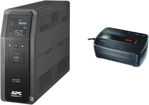 APC UPS 1500VA Sine Wave UPS Battery Backup & UPS Battery Backup Surge Protector, BE650G1 Surge Protector with Battery Backup, Dataline Protection, Backup Battery Power Supply