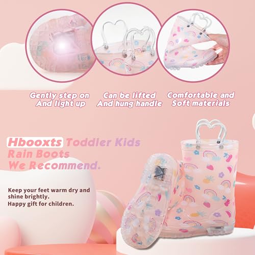 Toddler Rain Boots Waterproof Rubber Kids Rain Boots for Girls and Boys with Fun Patterns and Easy-On Handles3