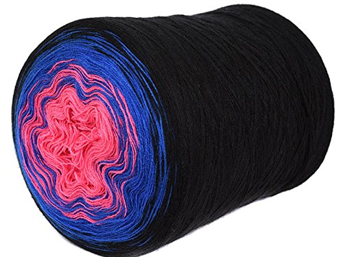 Acrylic yarn cake, Big roll, Ombre Effect, Hand Knitting, Crocheting, Knitting Yarn for Machine Knitting, Multicolor, 15 ounces/2187 yards (146)