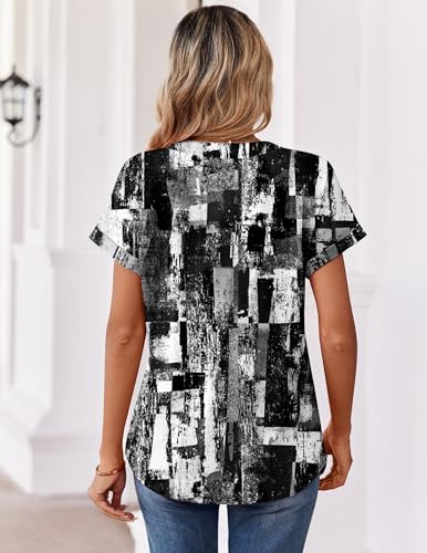 Image of Zeagoo Womens Tops Short Sleeve Summer V Neck Shirts Work Blouses Business Outfits Fashion Clothing