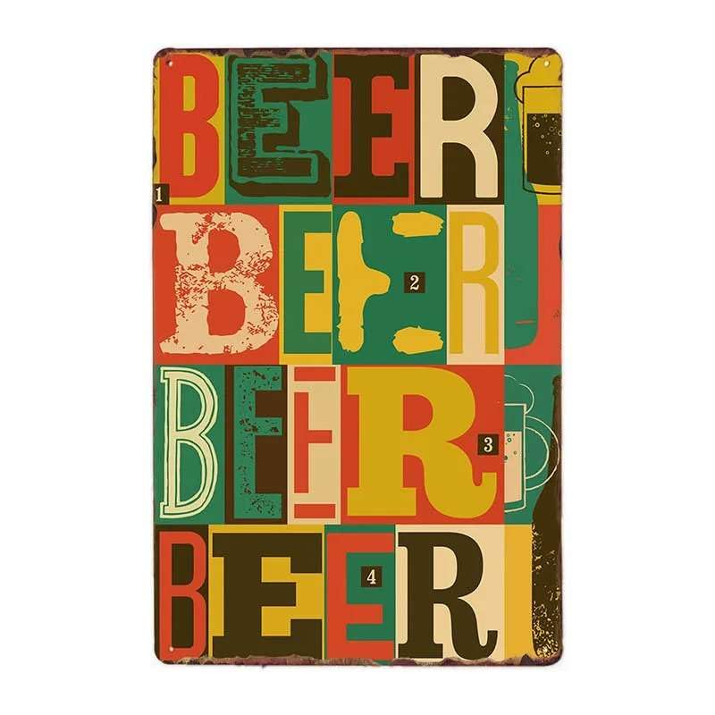 Pin Up Beer - Placa de metal retro vintage (4 unidades)