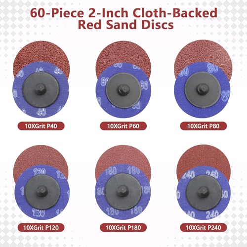 YPLonon 77 Stück Schleifscheiben Set 50mm Scheiben Schnellwechsel Reinigungsscheibe Set mit Metallstange Und Schnelles Wechseln der Palette für Metall Holz Stahl Schleifen Polieren