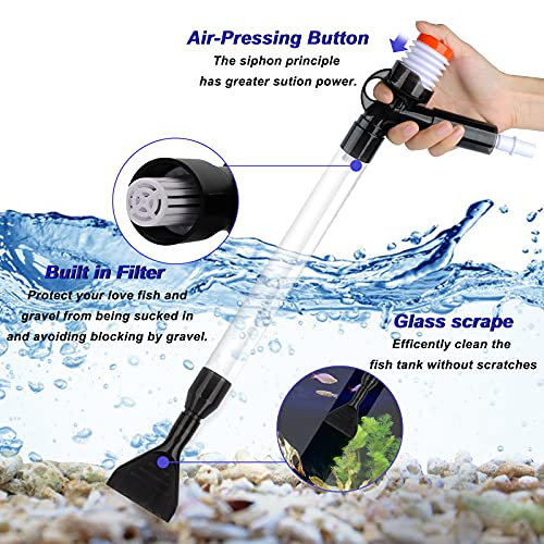 Hachtecpet Aquarium Gravel Vacuum Cleaner: Quick Fish Tank Siphon Cleaning with Algae Scrapers Air-Pressing Button Water… - Image 4
