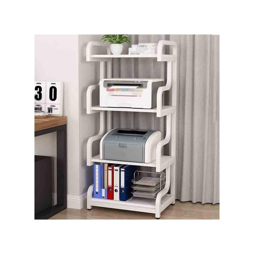 ZTHYSHOZ Printer Stand Office File Organizer Household Storage Three-layer Large-capacity Printer Shelf Bookshelf Copier Printer Stand for Desk Printer Table with Storage(White)