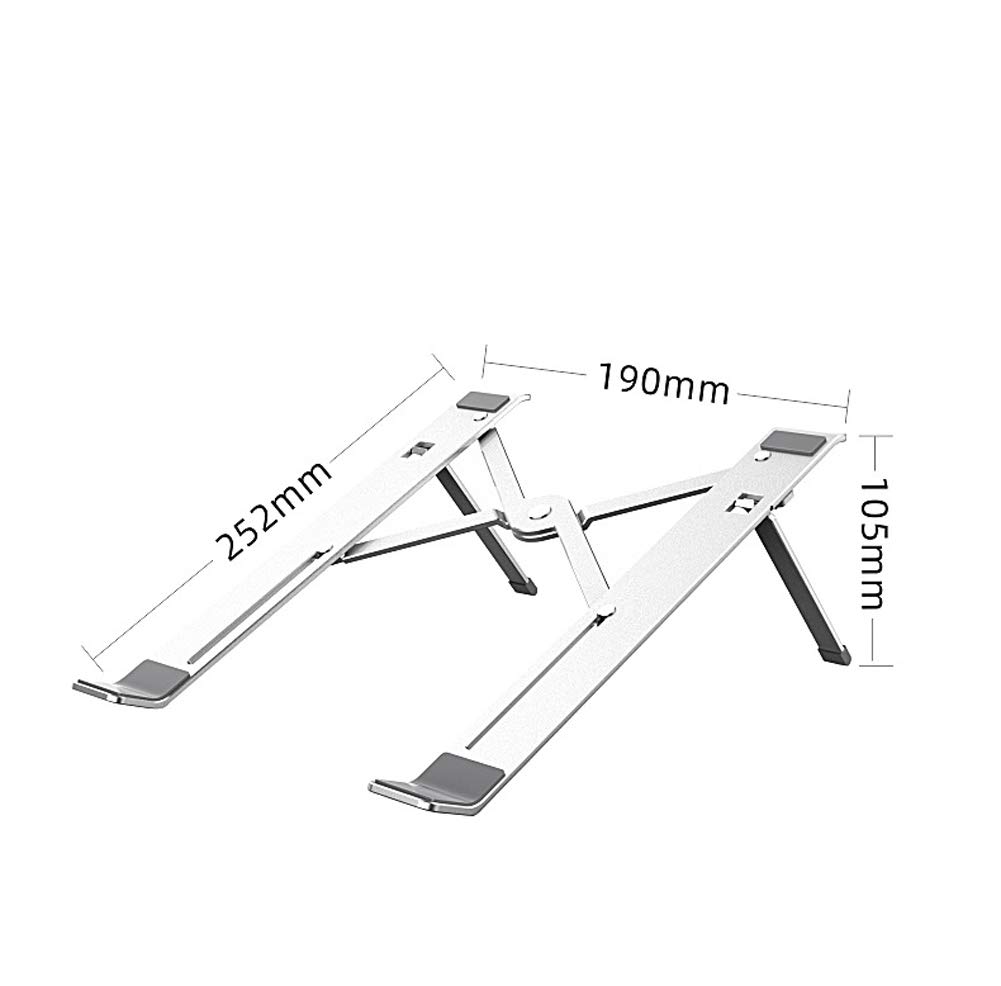 Supporto per Laptop Supporto Portatile Pieghevole per Laptop Compatibile con Dissipatore di Calore in Lega di Alluminio da 17,3 Pollici Argento