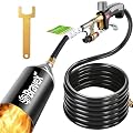 Heavy Duty Propane Torch Weed Burner High Output 500,000 BTU, Weed Torch Wand with Turbo Trigger Push Button Igniter (Piezo Electric Ignition) and 6.5 ft Hose for Ice Snow Melter, Roofing, Roads