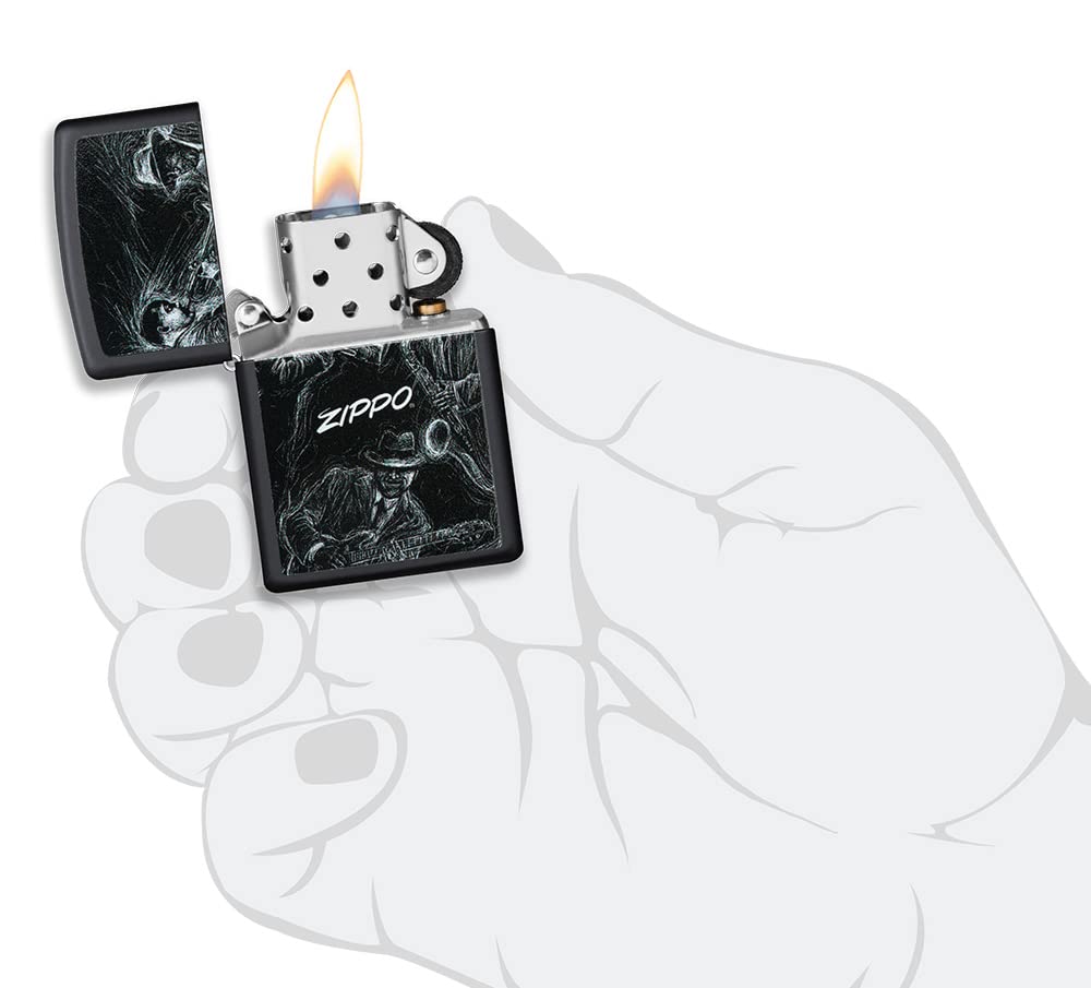 Zippo Briquet Tempête - Modèle Jazz Musicians - Finition Noire Mate avec Color Image - Rechargeable - Réutilisable - Design Coupe-Vent - Coffret Cadeau - Fabriqué aux États-Unis