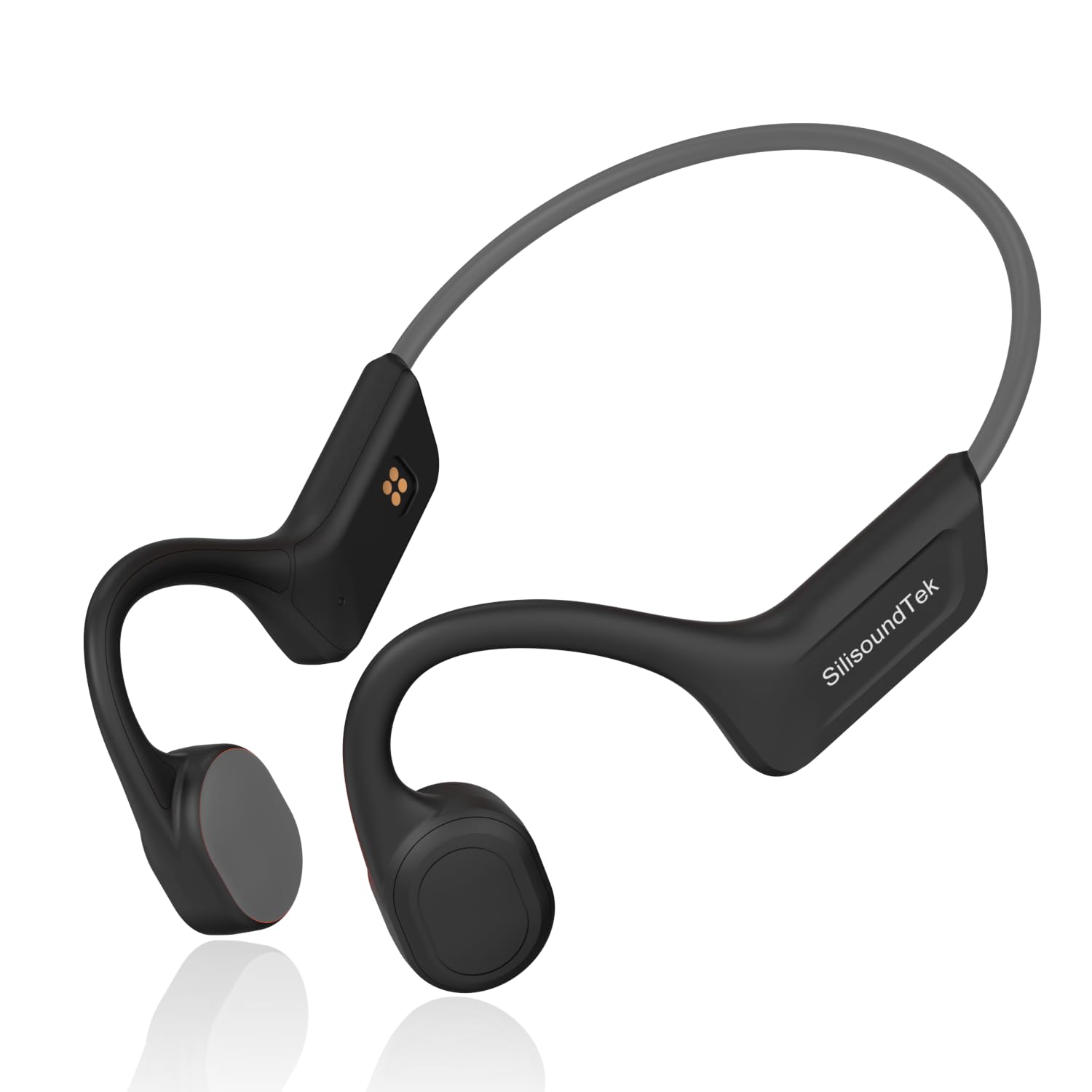 Cuffie a conduzione ossea, impermeabili IPX7, auricolari sportivi Bluetooth 5.3 con microfono integrato, durata di riproduzione 10 ore, per ciclismo, palestra, escursionismo, allenamento (grigio)
