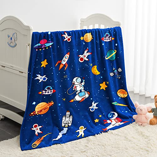 Ohds Kids Throw Blanket For Boys, Soft Fleece Blanket For Kids Boys, Cozy Toddler Blanket For Boys Girls Birthday Gifts, Fuzzy Cute Outer Space Throw Blanket For Couch Bed Car, Blue 40"X50" #TOP3
