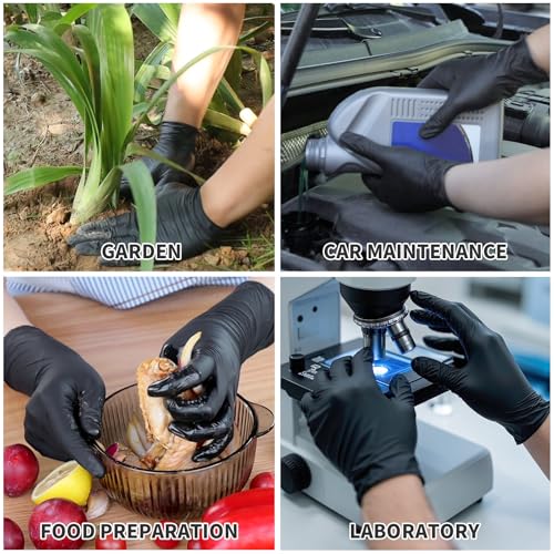 Image of FINITEX - Black Nitrile Disposable Gloves, Exam Gloves, Powder-free, Latex-free, 3mil, Case of 10 Boxes