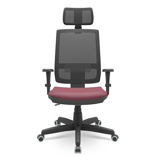 Brizza Tela BackPlax 3D Com Apoio Base Standart Design Plaxmetal NR-17 Ergonômica (Sintético Vinho)