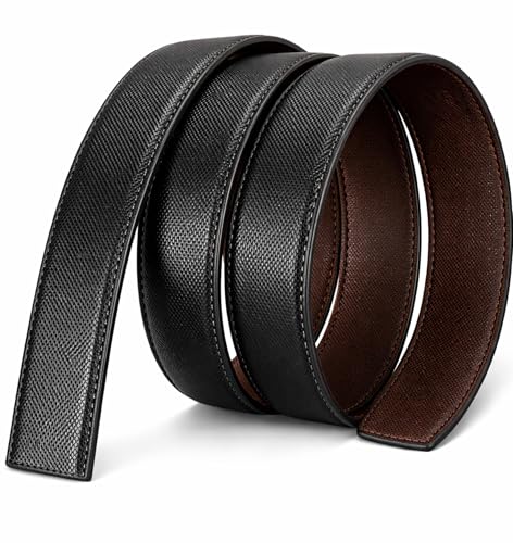 Image of Belt for Men without Buckle PU Leather Reversible Brown Strap with No Buckle Combo Pack of 2