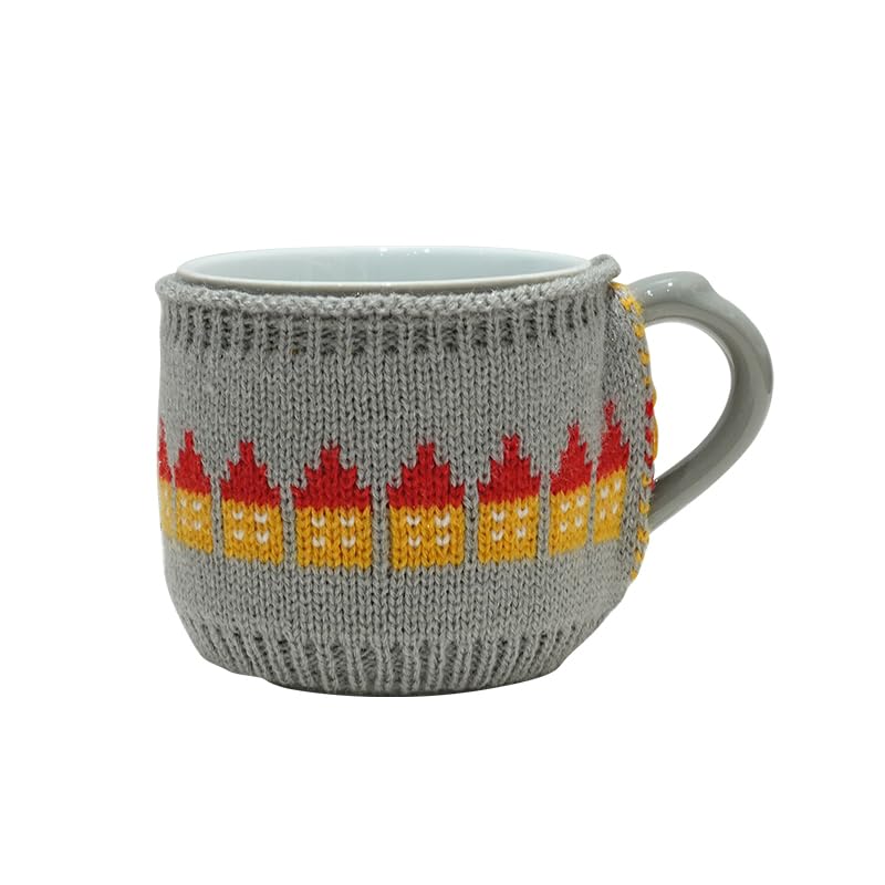 Cute Acrylic Knitting Mug Sleeve for London Pottery Farmhouse Mug, 8.5 fl oz (250 ml) Gift (Grey-House)