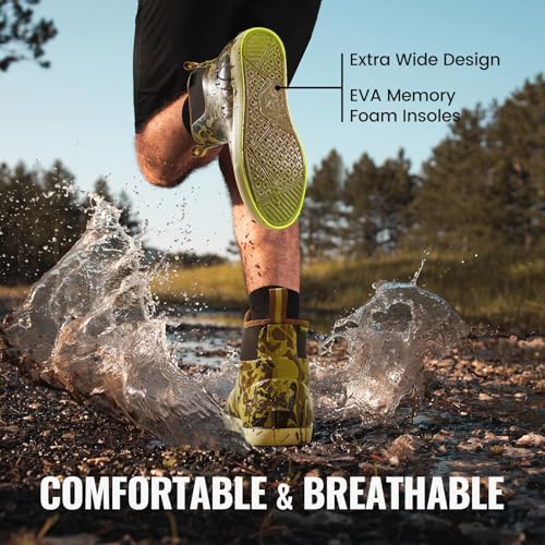 TIDEWE Deck Boots for Men, Waterproof Fishing Boots, Slip On Neoprene Rubber Ankle Rain Boots for Boating (Black Orange, Light Grey & Grey Brown, Size 7-14)4