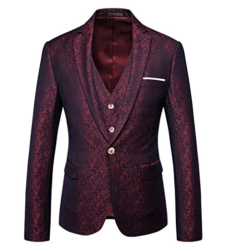 SOLOVEDRESS Men's 3 Pieces Casual Mens Suit Jacket Tux Vest Groomsmen Blazer2