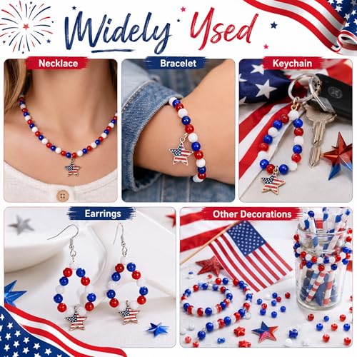 300pcs Red White and Blue Glass Beads - image 4