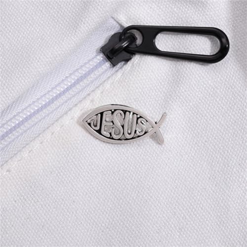 Jesus Fish Brooch Silver Tone Cartoon Fish Pin Christian Jewelry Lapel Pin Popular with Christian Bikers Marine Animal Brooch Enamel Pin Badge Christ Savior Gold Tone Religious Lapel Pin Gift2