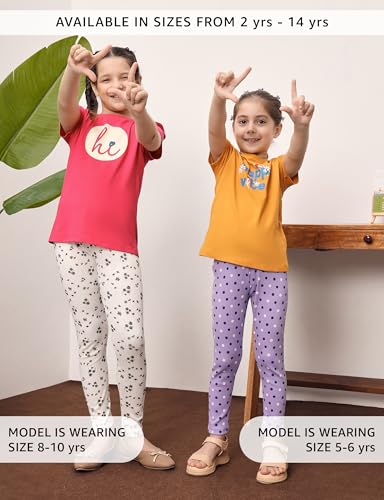 Image of Amazon Brand - Symbol Girl's Cotton Ribbed Stretchable Leggings | Ankle Length | Aged 2-14 Years