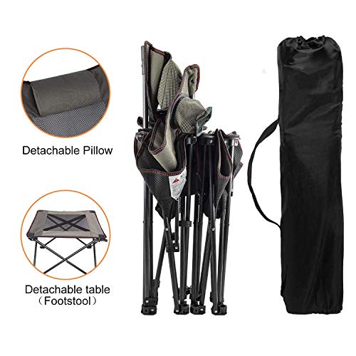 Xgear 2 In 1 Camping Chair With Footrest Recliner Folding Chaise Lounge Chair (Footrest Can Transform To Side Table) Extra Stable, For Beach, Fishing, Picnics, Hiking #TOP6