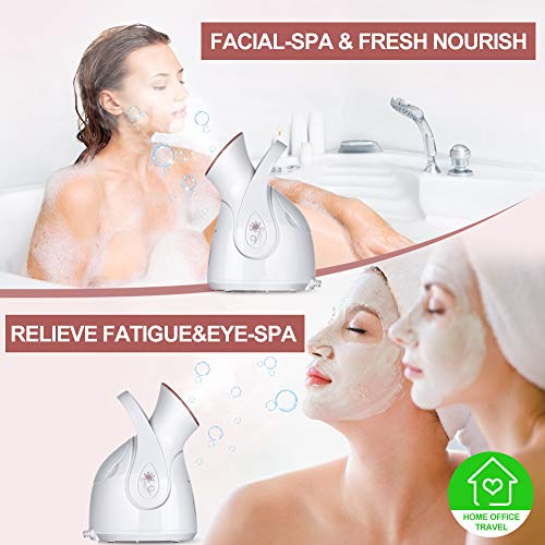 Image of Facial Steamer, Amconsure Nano Ionic Face Steamer for Home, 100ML Warm Mist Humidifier for Women Moisturizing, Unclogs Pores-Bonus Stainless Steel Skin Kit and 2 Face Scrubbers