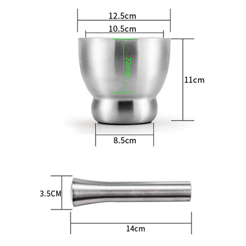 Mörser und Stößel Mörser und Stößel-Sets Edelstahl-Zerkleinerer Stößel Mörser-Set, langlebige, leicht zu reinigende Rührschüssel, ideal für Gewürze, Ingwer, G
