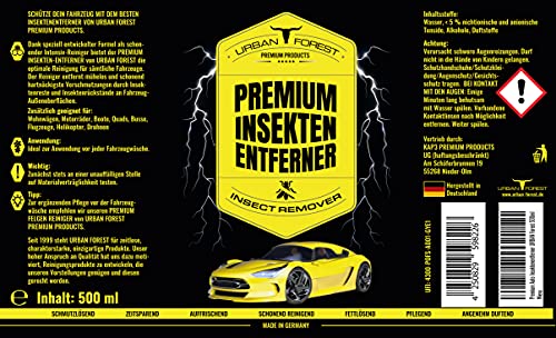 Auto Insektenentferner zur Windschutzscheiben Reinigung | Scheiben Reiniger & Auto Insekten Reiniger für Autopflege | Premium Insekten Entferner extra stark mit Tiefenwirkung von URBAN Forest 500ml