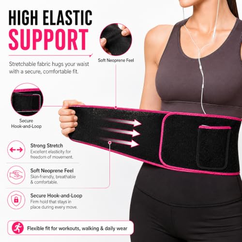 Image of Belly Fat Belt for Women and Man,Sweat Belt Fat Burner with Pocket,Neoprene Waist Trimmer for Weight Loss,Tummy Exercise,Hot Slimming Belt Lower Back Support and Relief in Back Pain