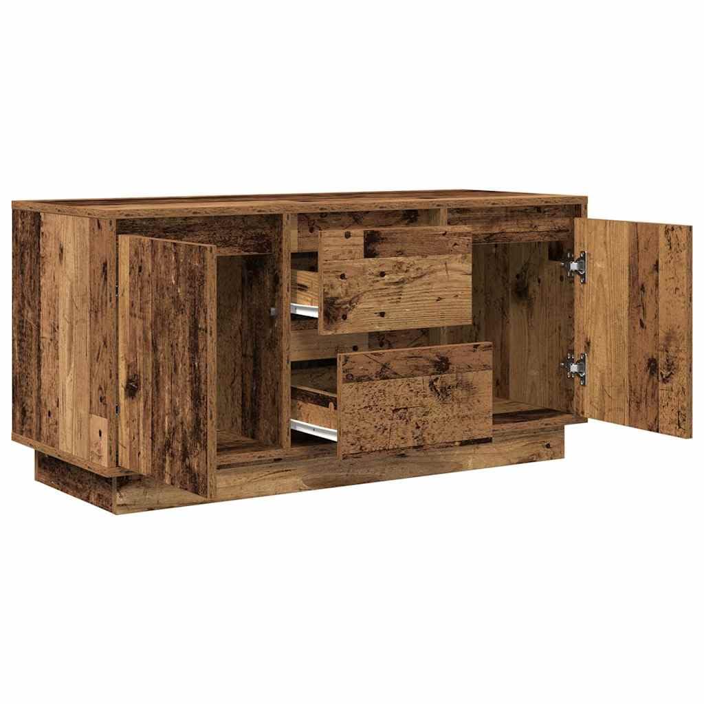 Szafka RTV LED z oświetleniem Stare drewno 100x41x50 cm TV mebel z szufladami i drzwiami do salonu, regulowane RGB podświetlenie, duża przestrzeń do przechowywania, drewnopochodny materiał