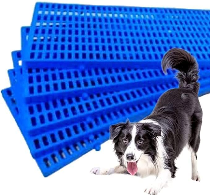 RvPaws Pet Plastic Floor Mat 36 x 12 Inch Heavy Duty Waterproof Flooring Bed Mat for Dogs/Cat/Rabbit/Goat (Blue, Set of 5)