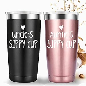 Mamihlap Uncle's and Auntie's Sippy Cup Travel Mug Tumbler.Uncle & Aunt Gifts.Birthday Fathers Mothers Christmas Day Gifts for Uncle and Auntie from Nephew and Niece.(20oz Black&Rose Gold) Mamihlap Uncles and Aunties Sippy Cup Travel Mug TumblerUncle Aunt GiftsBirthday Fathers Mothers Christmas Day Gifts for Uncle and Auntie from Nephew and Niece20oz BlackRose Gold