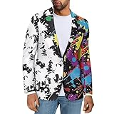CLOHOMIN Graffiti Suits Jack Colorful Doodle Scribble Professional Men Blazer Trendy Casual Sportcoat for Prom Wedding Party Dinner