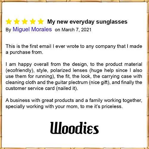 WOODIES Polarized Walnut Wood Sunglasses for Men and Women | Black Polarized Lenses and Real Wooden Frame | 100% UVA/UVB Ray Protection