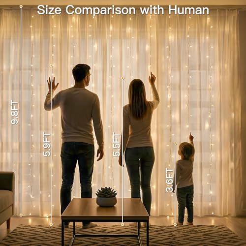 suddus Curtain Lights for Bedroom, 300 Led 9.8x9.8ft Curtain Lights for Backdrop, Curtain String Lights for Christmas, D - Additional View