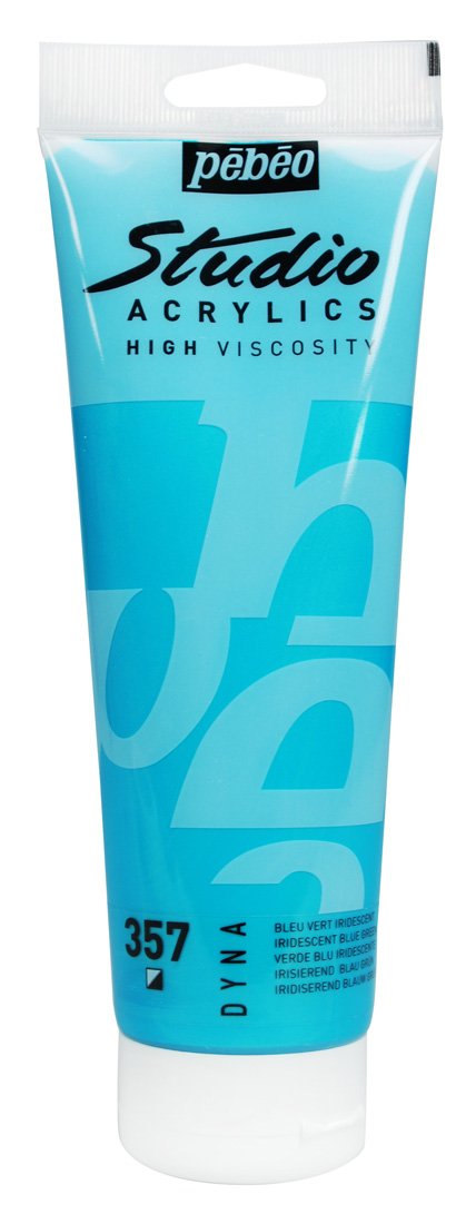 PEBEOStudio Acrylics High Viscosity, Fine Acrylic, 250 ml - Iridescent Blue Green, (169357), 8.45 Fl Oz (Pack of 1)