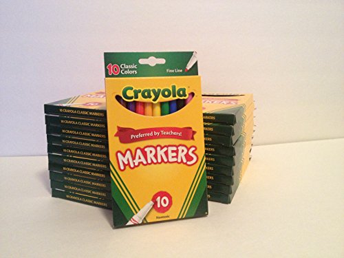 Crayola Classic Fine Line Markers, Assorted Colors 10 ea ( Pack of 20)