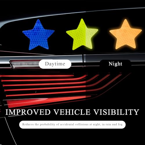 Image of 10PCS Star Vinyl Decal for Cars, Reflective Star Sticker Night Safety Sign, Diamond Grade Waterproof Vinyl Stickers for Auto Window Laptop (Star, Colorful)