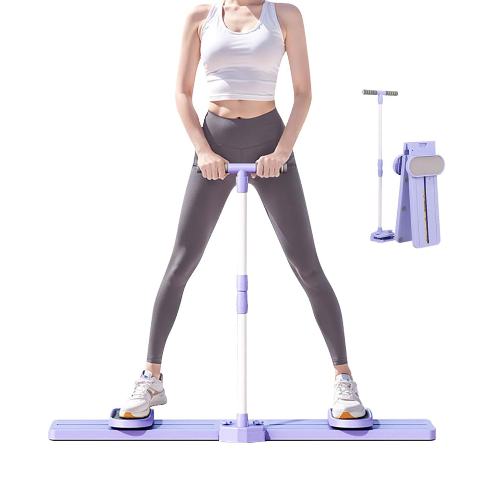 Entraîneur de ski pliable pour la maison, la salle de sport, renforcement des hanches et du bassin avec poignée, base antidérapante, machine de fitness silencieuse