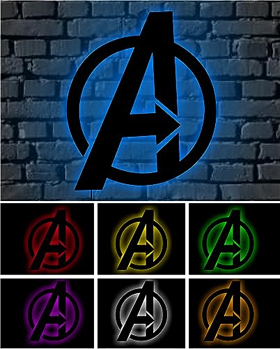 Image of AD INFINITUM 16 Colors LED wall Lamp with Mobile App Control, Comic Lover, Bat Cave, Night Lamp, for Gift, Kids Room, Gaming Setup, Gaming Room, Man Cave. (Avengers -16 Colors)