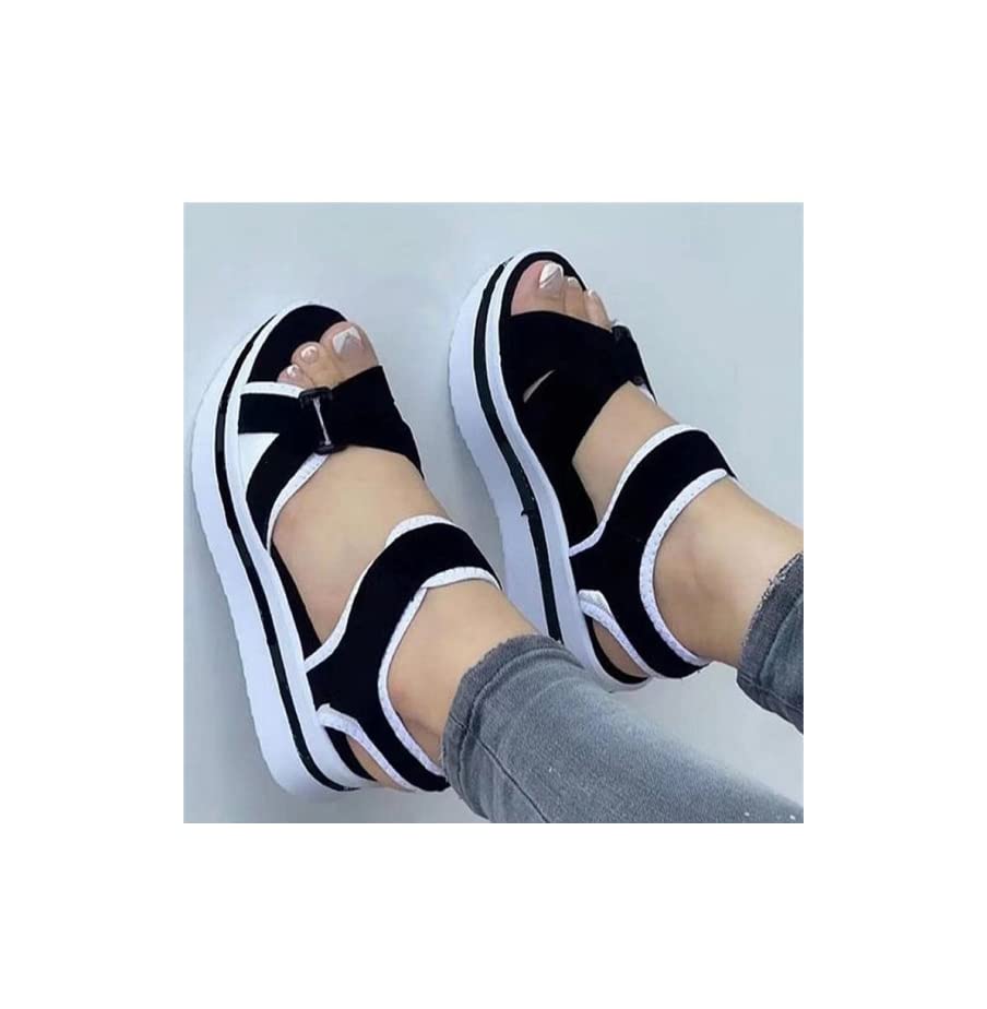 DYJAGYO Sandalias de verano para mujer Moda de punta abierta Nueva sandalias de mujer suave y elegante cuña Calzado Sandalia ortopédica femenina para mujeres