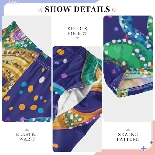 ZZXXB Colorful Mardi Gras Boys Long Pants Soft Trousers Elastic Waist Kids Lounge Bottoms with Pockets S-XL4