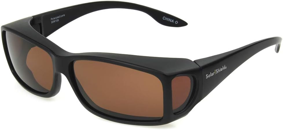 Solar Shield Manchester Fits Over Sunglasses Polarized Rectangular, Black, 54 mm, Black, 54 mm