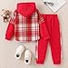 Azmxynol Kids Boys Clothes Plaid Hooded Shirt 2pcs Outfit Button Front Toddler Fall Winter Hoodie & Sweatpants Set Size 6 7