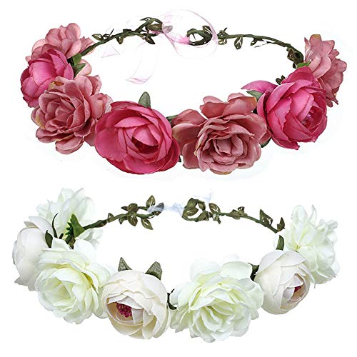 Cinta para el cabello,corona de flores,Flor Hecha a Mano Diadema Corona Floral,ajustable,Novia...
