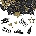 Produktbild 2024 Graduation Deko Konfetti Schwarz Gold, 100 Stk Bachelor Deko Tischdeko, Bachelor Hut Abschlussfeier Deko 2024, Bestandene Prüfung Geschenk für Abschlussfeiern und Prüfungserfolge